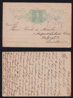Portugal INDIA 1899 Postcard Stationery ¼ T Used CALANGUTE X HAZAGAO - India Portoghese