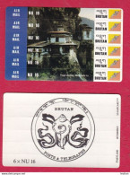 BHUTAN 1994 Stampcard 6x 16 Nu Stamps Tagtshang Monastery Bhutanese Flag Bhoutan - Bhoutan