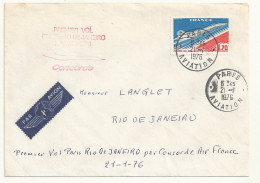 THEME CONCORDE PREMIER VOL PARIS RIO DE JANEIRO 21/01/1976  SUR LETTRE. - First Flight Covers