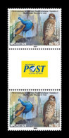 Mauritus 2023- Joint Issue India - Peocock Kestrel Bird, Aves, Uccelli, Vögel, Vogels, Oiseaux - Gutter Pair - Pfauen