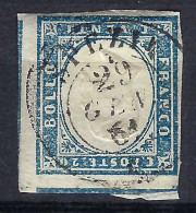 SARDAIGNE Ca.1855-61: Le Y&T 12b (bleu Laiteux) Obl. CAD "Spezia" - Sardegna