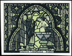 France 1966 Y&T 1492. Vitrail De La Sainte Chapelle. Essai De Couleurs. Baptême De Jésus - Verres & Vitraux