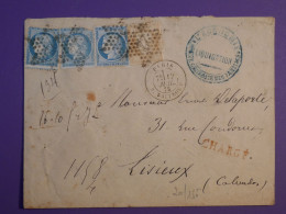 DF20 FRANCE  BELLE LETTRE CURIOSITé 1872 ETOILE DE PARIS  A LISIEUX  +CACHET DE CIRE+ AFF. INTERESSANT + - 1849-1876: Période Classique