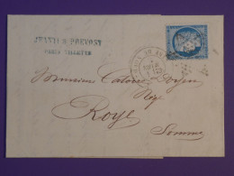 DF20 FRANCE  BELLE LETTRE 1873 ETOILE DE PARIS N°26  A  ROYE    +CERES N°60+ AFF. INTERESSANT + - 1849-1876: Période Classique