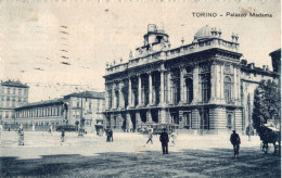 TORINO - PALAZZO MADAMA - ANIMATA E MOVIMENTATA - CARRO - TRAM - BICI - CARTOLINA FP SPEDITA NEL 1921 - Palazzo Madama