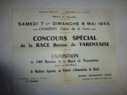 CHAMBERY 1955 Concours Race Bovine TARENTAISE Haute-Savoie, Affiche Originale, 30 X 40, RARE ; A 33 - Afiches