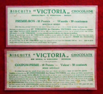 2 Coupons-Prime Biscuits, Chocolats Victoria / 1936, 40ème Anniversaire Des Usines Victoria à Bruxelles. Fr/Nl - Autres & Non Classés