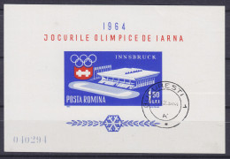 Romania 1964 Block 55 Miniature Sheet Olympischen Winterspiele Winter Olympic Games Jeux Olympique, Innsbruck - Inverno1964: Innsbruck