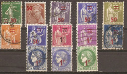 France 1940-41 - Timbres De 1932/38 Avec Nouvelles Valeurs En Rouge (sauf 483 N) - Série Complète° 476/488 - Usati