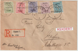 Eupen-Malmedy 1920 - Lettre Recommandé Timbres 5-10-15-20 Et 25 Centimes Vers Aachen - Allemagne - OC55/105 Eupen & Malmédy