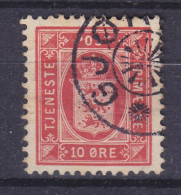 Denmark Dienst Official 1911 Mi. 10b, 10 Øre Wappen Ziegelrot Star Cancel GJØRLEV (0395) Underlagt Høng (o) - Service