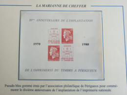 1643 Marianne De Cheffer, Pseudo Bloc Des 10 Ans De L'imprimerie De Périgueux - 1967-1970 Marianne Of Cheffer