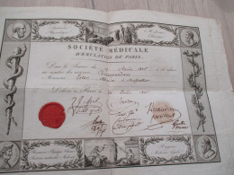 Esto Très Rare Diplôme Médecine Illustré Avec Sceau Autographe Société Médicale D'émulation De Paris Estor Montpellier - Diploma & School Reports