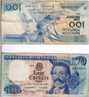 PORTUGAL -  Lot 2 Billets De 100 ESCUDOS - Portugal