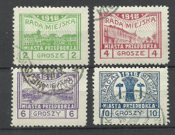 Poland Polen 1918 Przedborz Michel 7 - 10 A O Local Issue Lokalpost - Unused Stamps