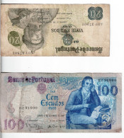 PORTUGAL -  Lot 2 Billets De 20 Et 100 ESCUDOS - Portugal