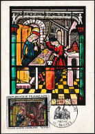 France 1967 Y&T 1531. Vitrail De L'église Ste Madeleine à Troyes. Carte Maximum. Saint Éloi Et Son Apprenti - Vidrios Y Vitrales