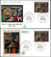 France 1967 Y&T 1531. Vitrail De L'église Ste Madeleine à Troyes. Saint Éloi Et Son Apprenti. 2 FDC, Voir Illustrations - Glas & Brandglas