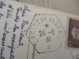 D Sur Cpa Bizerte Tunisie Cachet Hexagonal Pointillé Croiseur Algérie 24/05/1938 Sur TP Léon Gambetta - Posta Marittima