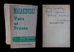 Elsa Triolet (1896-1970) - Vers Et Proses De Maiakovski - Rare Envoi En Russe - Schriftsteller