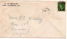 73465 - Canada - 1950 - 1¢ KGVI EF A Bf PORT CLEMENTS BC -> Newberg, OR (USA) - Storia Postale