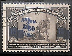 1922 Canceled Stamp "invalids" Of 30din With Double Overprint. - Gebraucht