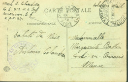 Guerre 14 Armée Américaine à Nice APO 771 Censure AEF Passed As Censored A 29 CAD Express Service Postal N°933 - Guerra Del 1914-18