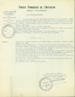 Guerre 40 Attestation Appartenance Résistance Lieutenant Max Pestel Forces Françaises De L'Intérieur FFI - WW II