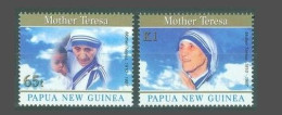 Papua New Guinea 1997 MNH 2v, Mother Teresa, Nobel Peace, Gold Colour Border - Mère Teresa