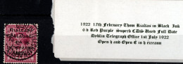 1922 Thom Rialtas In Black Ink 6d Purple CDS Used Dublin Telegraph Office 1st July 1922 - Usati