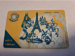 SPAIN/ ESPANA/ € 6,01/ FAMOUS LANDMARKS/ EIFELTOWER/ MILL /BOAT /THICK CARD    Nice  Fine Used   PREPAID   **16011 ** - Emissions Basiques