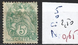 CRETE FRANCAISE 5 Oblitéré Côte 2.50 € - Used Stamps