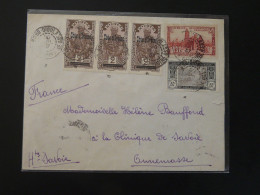 Lettre Avec Timbres De Haute Volta Surchargés Oblit. Bobo-Dioulasso + Vignettes Cote D'Ivoire 1937 - Storia Postale