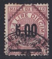 Italie - 1861 - 1878  Victor Emmanuel II  -  Timbre Fiscal  Surchargé  5.00   Oblitéré - Fiscaux