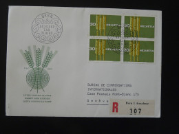 FDC Recommandée Registered Contre La Faim FAO Suisse 1963 - Contre La Faim