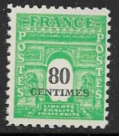 Yvert 706 80 C Vert-jaune - ** - 1944-45 Arc De Triomphe