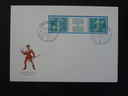 Tête Bêche Sur Lettre Messager Postal 15ème Siècle Medieval Suisse 1966 (ex 2) - Kopstaande