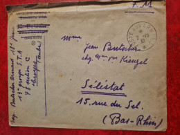 LETTRE  1939 POSTE AUX ARMEES  FM ENTETE BUTSCHER MENUISERIE BALDENHEIM POUR SELESTAT - Altri & Non Classificati