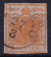 AUSTRIA - LOMBARDO-VENEZIA 1850 - Canceled - ANK LV1b - Orange - Unterlegte Mitte - Seidenpapier 0.07 - Vollrandig - Used Stamps