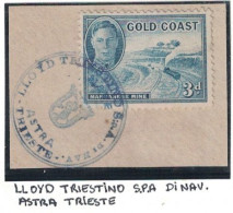 PAQUEBOT - MARITIME - GOLD COAST - CACHET BLEU - LLOYD TRIESTINO - ASTRA - TRIESTE - PEU COURANT. - Costa De Oro (...-1957)