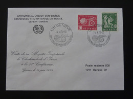 Lettre Cover Timbres De Service Visite Du Shah D'Iran à L'OIT Conférence Du Travail Suisse 1972 (ex 2) - IAO