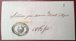 FRANCA TARIJA 1864 Entire Letter To Cobija, Very Fine & Fresh Stampless Cover (Bolivia Prephilately - Bolivie