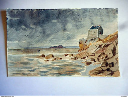 AQUARELLE ANCIENNE FIN 19 Eme Début 20 Eme MONT ST MICHEL CHAPELLE ST HUBERT Format 14 Par 23 Cms Environ - Watercolours