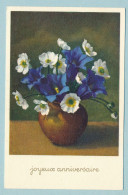 Joyeux Anniversaire (lettres Relief)  Gentiana Kochiana Koch'scher Enzian Ranunculus Alpestris Alpenhahnenfuss - Geburtstag