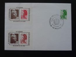 Lettre Liberté De Gandon Avec Vignettes Porte-timbre Congrès Philatélique Roanne 42 Loire 1983 - Filatelistische Tentoonstellingen