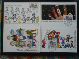 Série De 4 Set Of 4 Cartes Maximum Cards Enfants Children Allemagne Germany 1989 - Andere & Zonder Classificatie