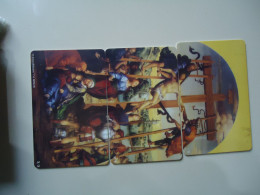 GREECE 3 CARDS  PUZZLES PAINTING  DISAPPOINTMENT OF JESUS Masha Batsii TIR 500 - Pintura