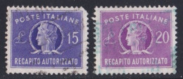 Italie -  Poste Expresse  Y&T  N ° 36  Et 39  Oblitéré - Poste Exprèsse/pneumatique