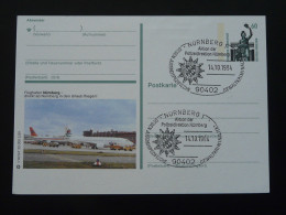 Entier Postal Stationery Card Aviation Nurnberg Airport Allemagne Germany 1994 - Cartes Postales Illustrées - Oblitérées