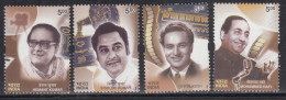 India MNH 2003, Set Of 4, Golden Voices Of Yersteryears, Kishore Kumar, Mukesh, Md Rafi & Hemant Kumar, Singer, Music - Unused Stamps